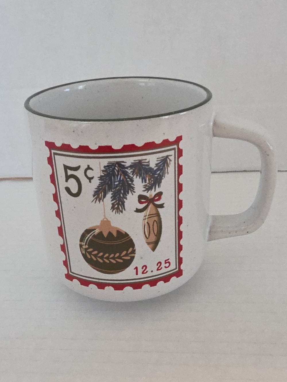 Hearth & Hand Magnolia Stoneware Christmas Vintage Postage Stamp Coffee Tea Mug